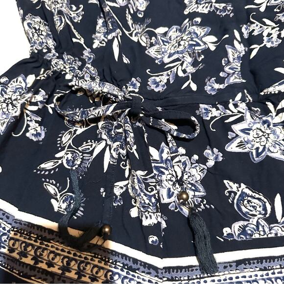 Angie Floral Blue White Boho Summer Romper Women's S Small - Picture 5 of 7